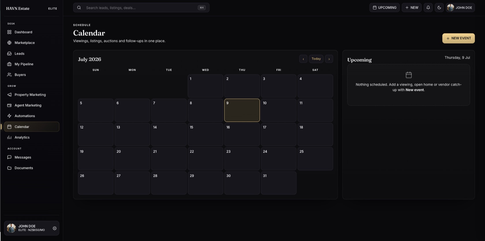 HAVN OS · Calendar